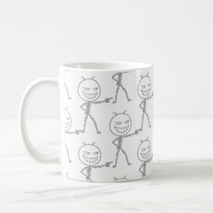 Stick Figure Doodle Nahtloses Muster - Lustig Kaffeetasse