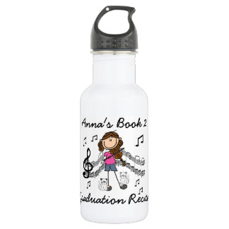 Stick Figure Girl Violin Player Water Bottle Trinkflasche