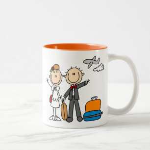 Stick Figure Hochzeit Flitterwochen T-Shirts und G Zweifarbige Tasse