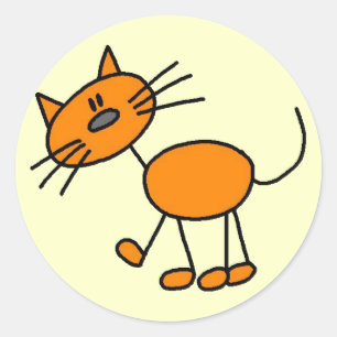 Stick Figure Katze T-Shirts und Geschenke Runder Aufkleber