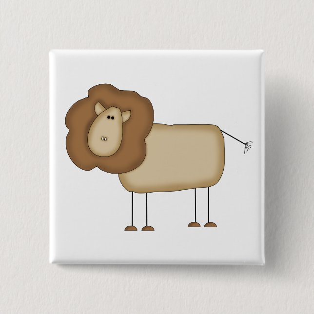 Stick Figure Löwe T-Shirts und Geschenke Button (Vorderseite)