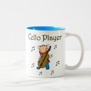 Stick Figure Mädchen Cellospieler T-Shirts und Ges Zweifarbige Tasse