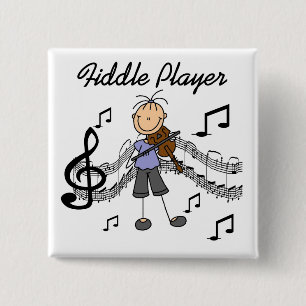 Stick Figure Mädchen Geiger T-Shirts und Geschenke Button
