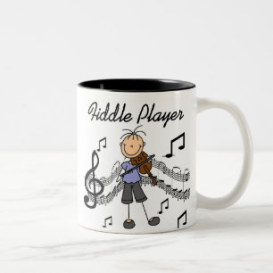 Stick Figure Mädchen Geiger T-Shirts und Geschenke Zweifarbige Tasse
