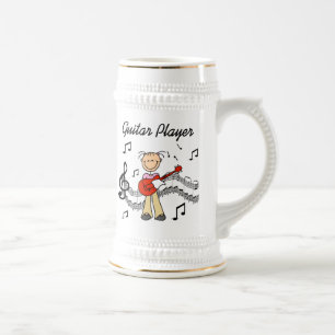 Stick Figure Mädchen Gitarre Spieler T-Shirts und Bierglas