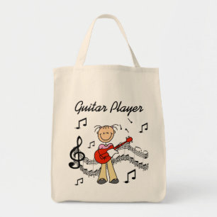 Stick Figure Mädchen Gitarre Spieler T-Shirts und Tragetasche