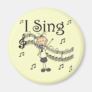 Stick Figure Mädchen Ich singe T-Shirts und Gesche Magnet