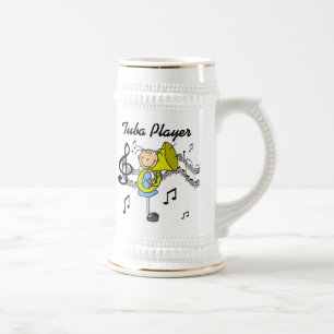 Stick Figure Mädchen Tuba Spieler T-Shirts und Ges Bierglas