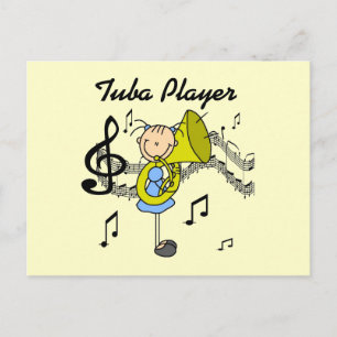 Stick Figure Mädchen Tuba Spieler T-Shirts und Ges Postkarte