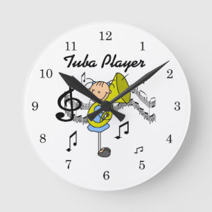 Stick Figure Mädchen Tuba Spieler T-Shirts und Ges Runde Wanduhr