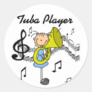 Stick Figure Mädchen Tuba Spieler T-Shirts und Ges Runder Aufkleber