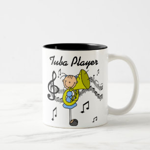 Stick Figure Mädchen Tuba Spieler T-Shirts und Ges Zweifarbige Tasse