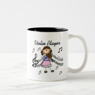 Stick Figure Mädchen Violinspieler T-Shirts und Ge Zweifarbige Tasse