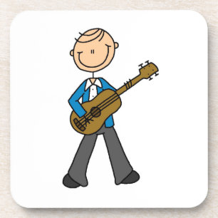 Stick Figure Männlicher Gitarrenspieler T-Shirts u Untersetzer