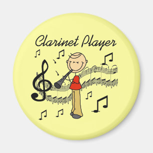 Stick Figure Männlicher Klarinettenspieler T-Shirt Magnet