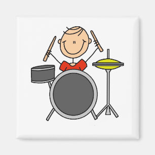 Stick Figure Männlicher Schlagzeuger T-Shirts und Magnet