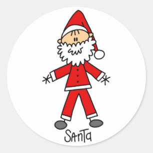 Stick Figure Santa T-Shirts und Geschenke Runder Aufkleber