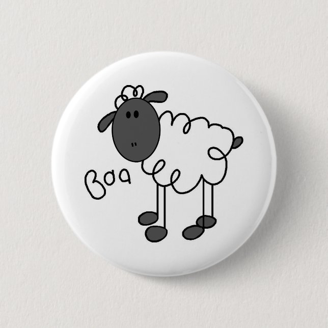 Stick Figure Schaf T-Shirts und Geschenke Button (Vorderseite)
