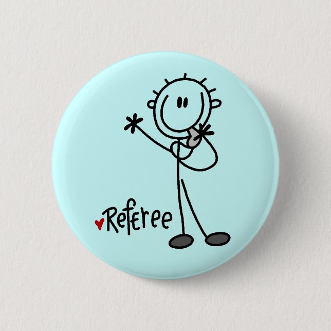 Stick Figure Schiedsrichter T-Shirts und Geschenke Button (Vorderseite)