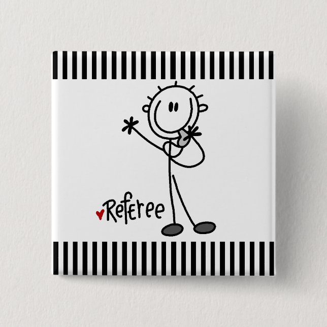 Stick Figure Schiedsrichter T-Shirts und Geschenke Button (Vorderseite)