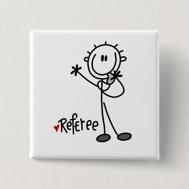 Stick Figure Schiedsrichter T-Shirts und Geschenke Button (Vorderseite)