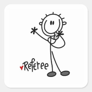 Stick Figure Schiedsrichter T-Shirts und Geschenke Quadratischer Aufkleber