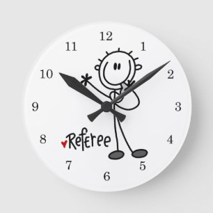 Stick Figure Schiedsrichter T-Shirts und Geschenke Runde Wanduhr