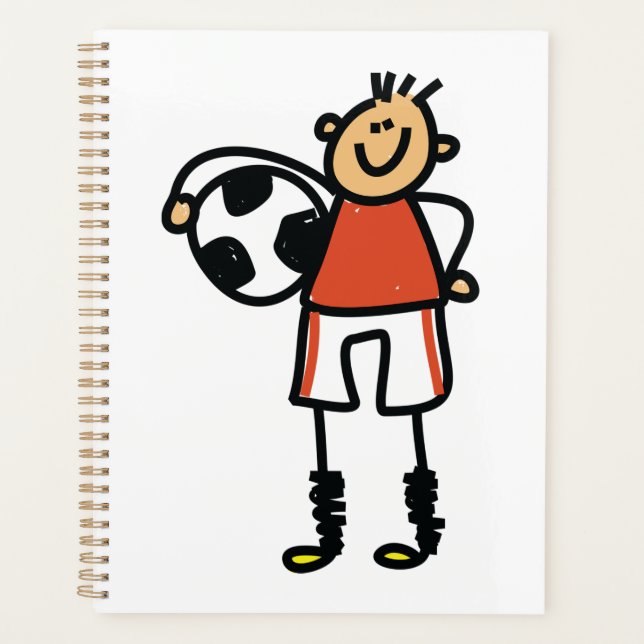 Stick Figure Soccer Boy Football Player Planer (Vorderseite)