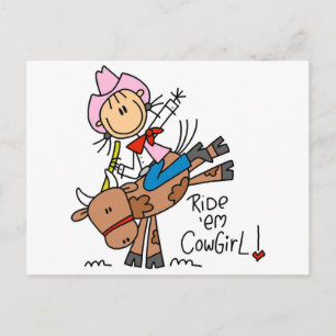 Stick Girl Ride Em Cowgirl T-Shirts und Geschenke Postkarte