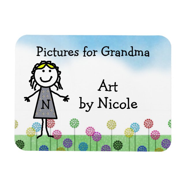 Stick Kid Girls Personalisierter Kühlschrank Art F Magnet (Horizontal)