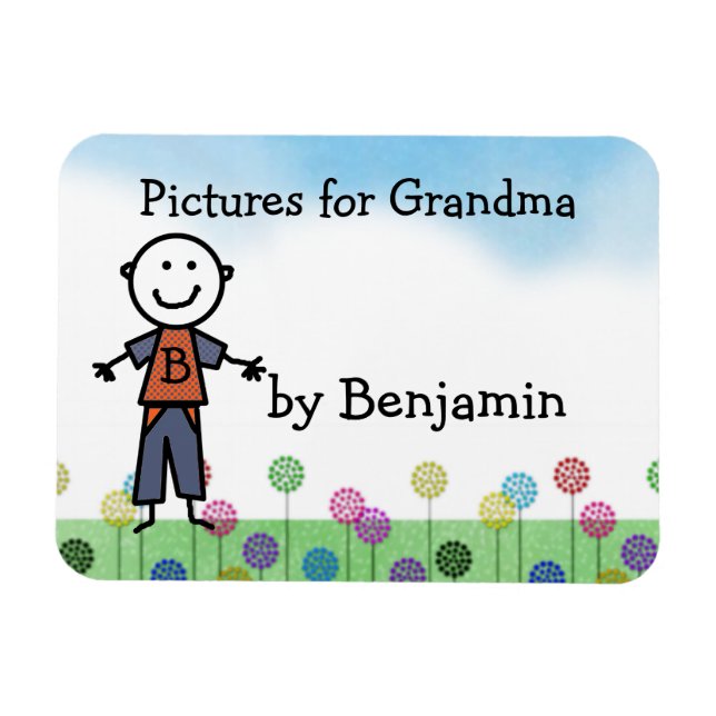 Stick Kids Personalisierter Kühlschrank Art Flexi  Magnet (Horizontal)