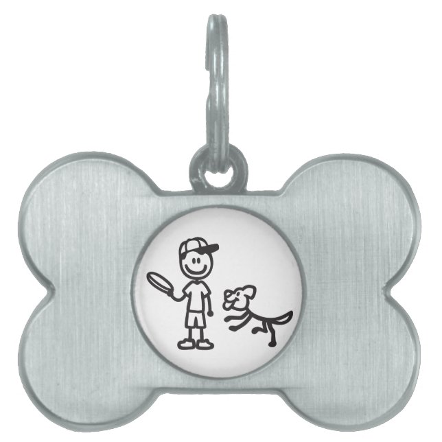 Stick Man and Dog spielt Frisbee Tiermarke (Vorderseite)