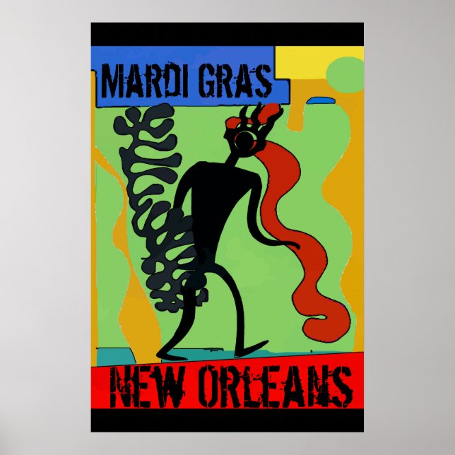 Stick Man Mardi Gras, Text bearbeiten Poster (Vorne)