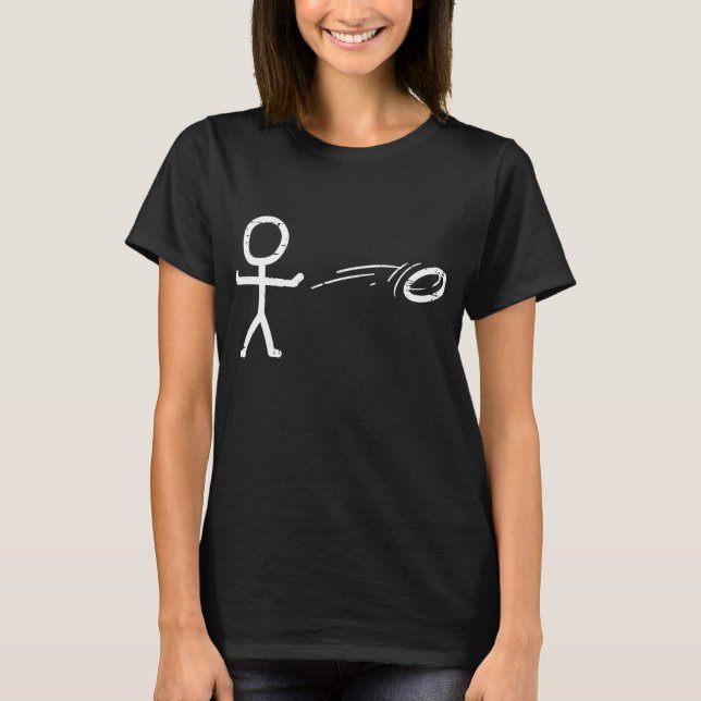 Stick Man Playing Disk Golf Funny Frisbee Golfspie T-Shirt (Vorderseite)