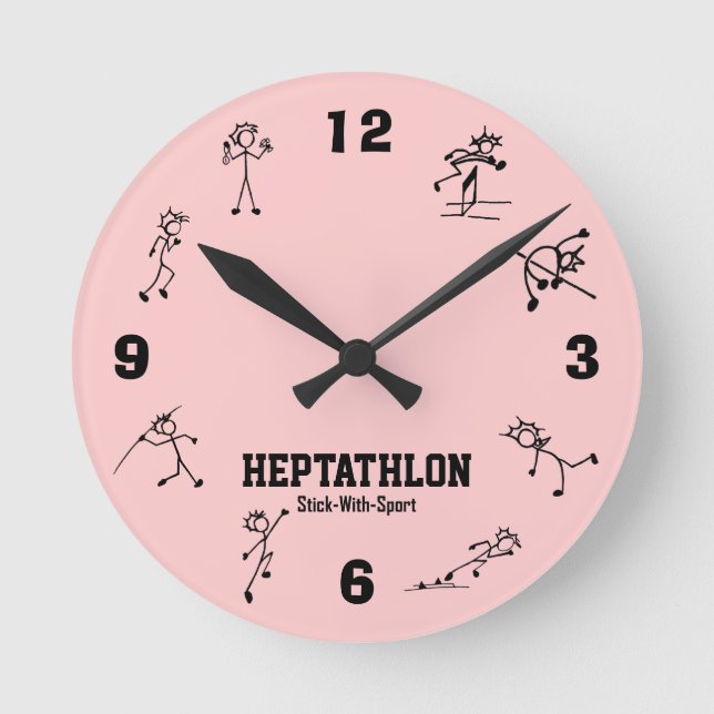 Stick mit Sport-Heptathlon-Uhr und Feld Runde Wanduhr (Vorderseite)