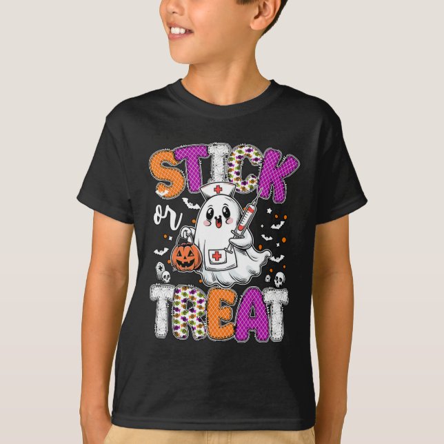 Stick oder Leckerei Ghost Phlebotomie Tech Er Icu  T-Shirt (Vorderseite)