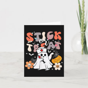 Stick oder Leckerei Halloween Ghost Nurse Crna Eme Karte