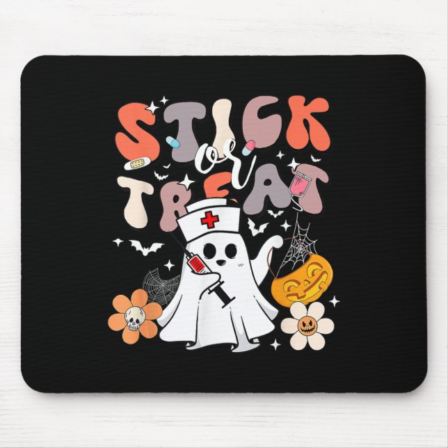 Stick oder Leckerei Halloween Ghost Nurse Crna Eme Mousepad (Vorne)