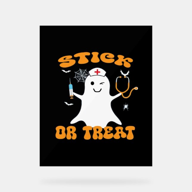 Stick oder Leckerei Nurse Funny Halloween Kostüm E Acrylschild (Vorderseite)