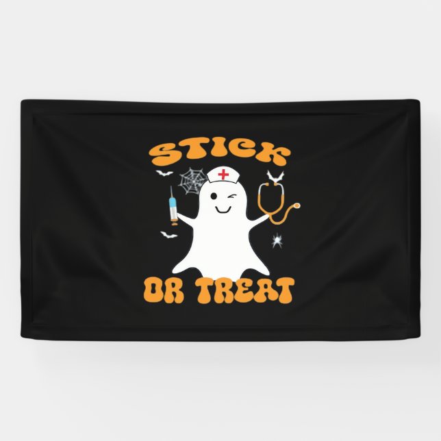 Stick oder Leckerei Nurse Funny Halloween Kostüm E Banner (Horizontal)
