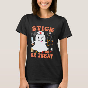 Stick or Treat Krankenschwester Lustiger Geist Kra T-Shirt