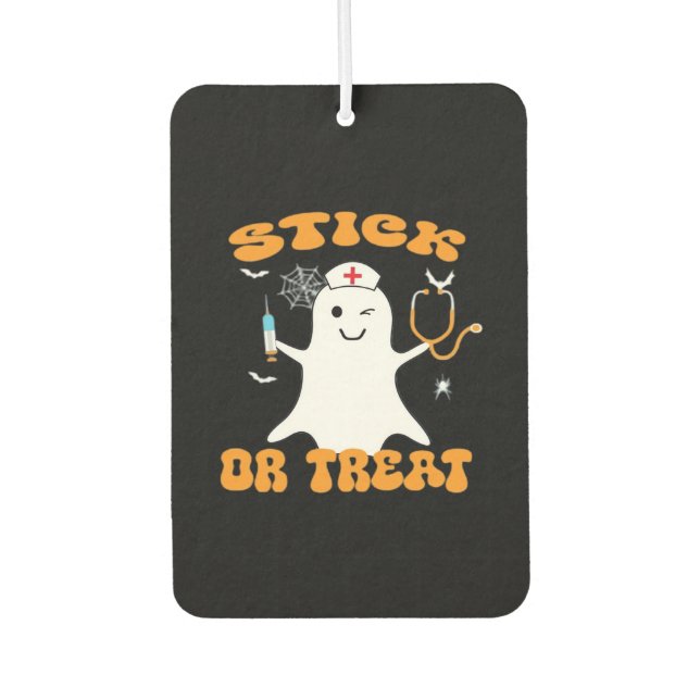 Stick or Treat Nurse Funny Halloween Costume Essen Autolufterfrischer (Vorderseite)