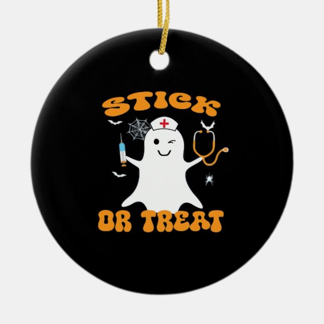 Stick or Treat Nurse Funny Halloween Costume Essen Keramik Ornament (Vorne)