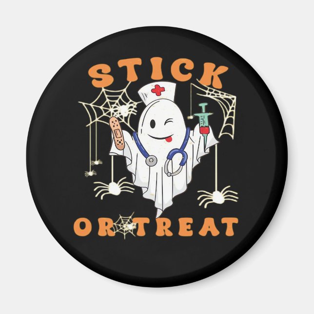 Stick or Treat Nurse Spooky Nurse Costume Funny Ha Magnet (Vorne)