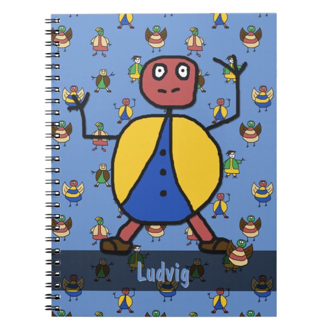 Stick People Children Pattern Junge einen Namen Notizblock (Vorderseite)