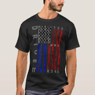 Stick Shift American Flag Muscle Car Si Speed Gebe T-Shirt