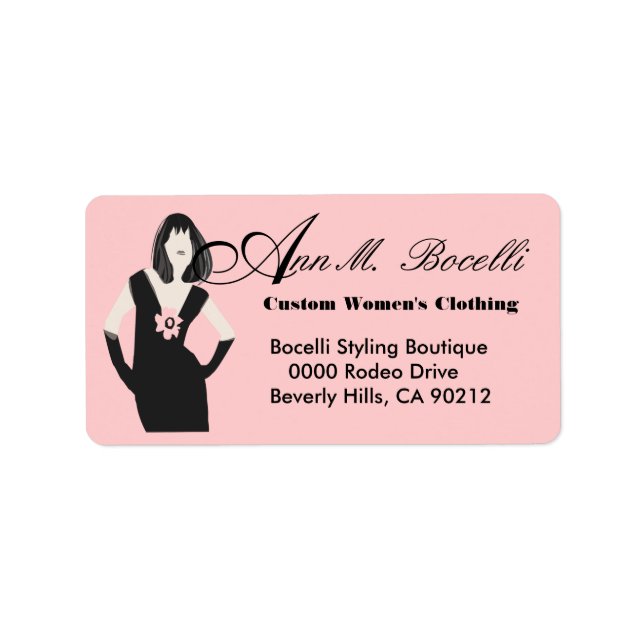 Sticken Pose Trendy Women's Fashion Black Dress Adressaufkleber (Vorne)