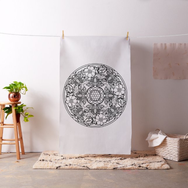 Sticken Sie Ihr eigenes Bienen-Mandala-Gewebe Stoff (Beispiel)