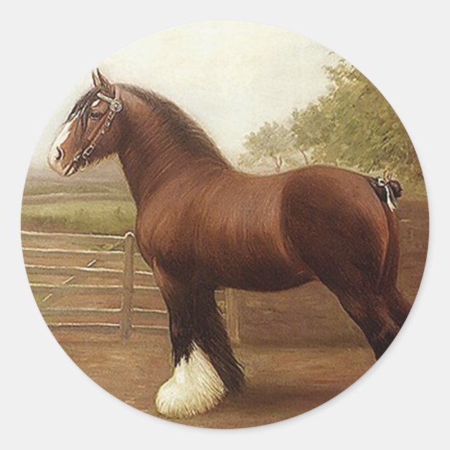 Sticker Antique Bay Clydesdale Entwurf Pferdeparad (Vorderseite)