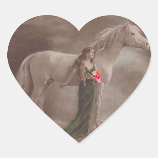 Sticker Antique Night Dream Moonlight Pferde Frau (Vorderseite)